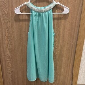 Dainty hooligan sheer mint green tank with beaded neckline